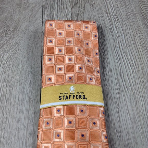 Stafford Orange Square Pattern Tie - Picture 2 of 2